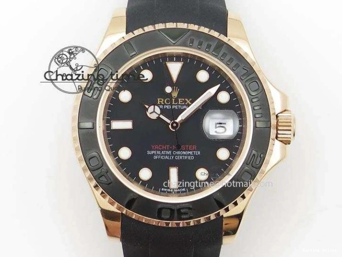 0405 Yacht-Master 126655 RG 3EF 1:1 Best Edition Black Ceramic Bezel on Black Rubber Strap VS Reliable 2488